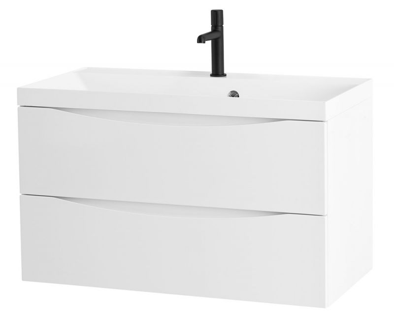 Тумба под раковину подвесная BelBagno MARINO-800-2C-SO-BL-P Bianco Lucido 80 см фото 1
