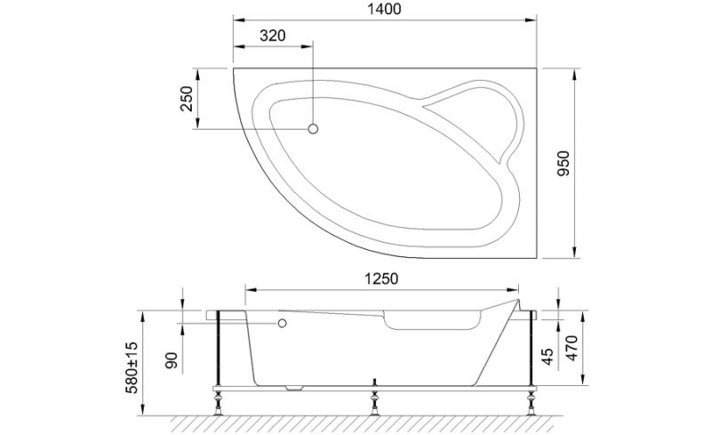 Акриловая ванна Royal Bath Alpine RB819103R 140x95 R