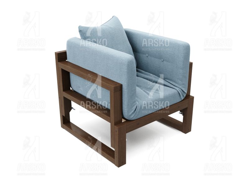 Кресло Амбер орех голубая рогожка BD-2153573