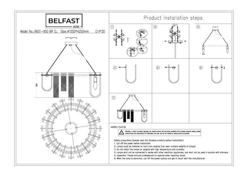 Подвесная люстра Belfast Severn 6601-950 BR CL