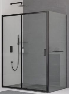 Душевой уголок RGW CL-48-1B (CL-14B + Z-060-1B) 160x90 см, профиль черный, стекло прозрачное