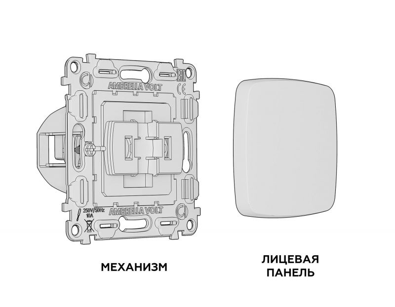 Комплект механизма одноклавишного перекрестного выключателя Ambrella Volt OMEGA Графит мягкое касание QUANT MO901030 фото 3