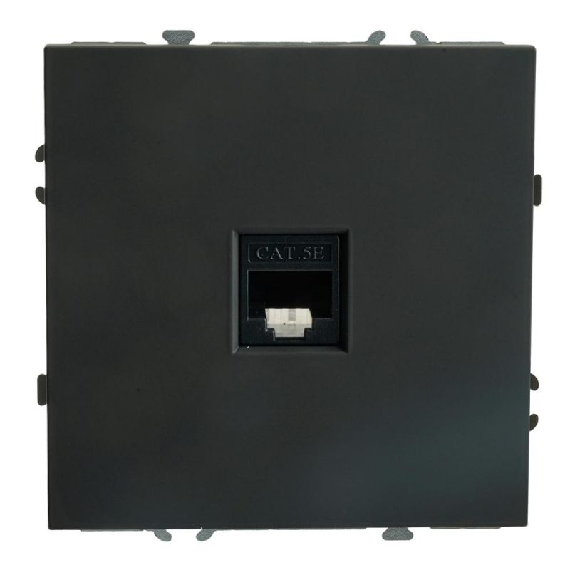 Розетка компьютерная Stekker Эмили одноместная RJ-45 (механизм) RST00-5117-05, черный уголь, soft touch  49847 фото 1
