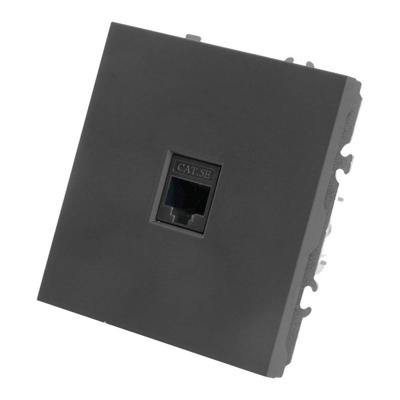 Розетка компьютерная Stekker Эмили одноместная RJ-45 (механизм) RST00-5117-05, черный уголь, soft touch  49847 фото 2