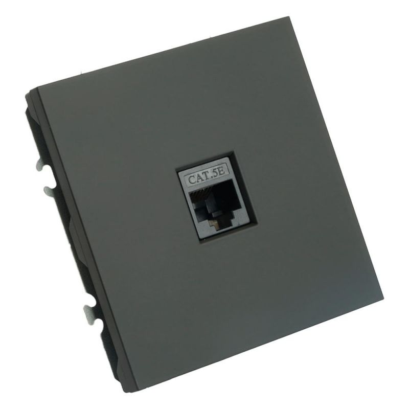 Розетка компьютерная Stekker Эмили одноместная RJ-45 (механизм) RST00-5117-05, черный уголь, soft touch  49847 фото 3