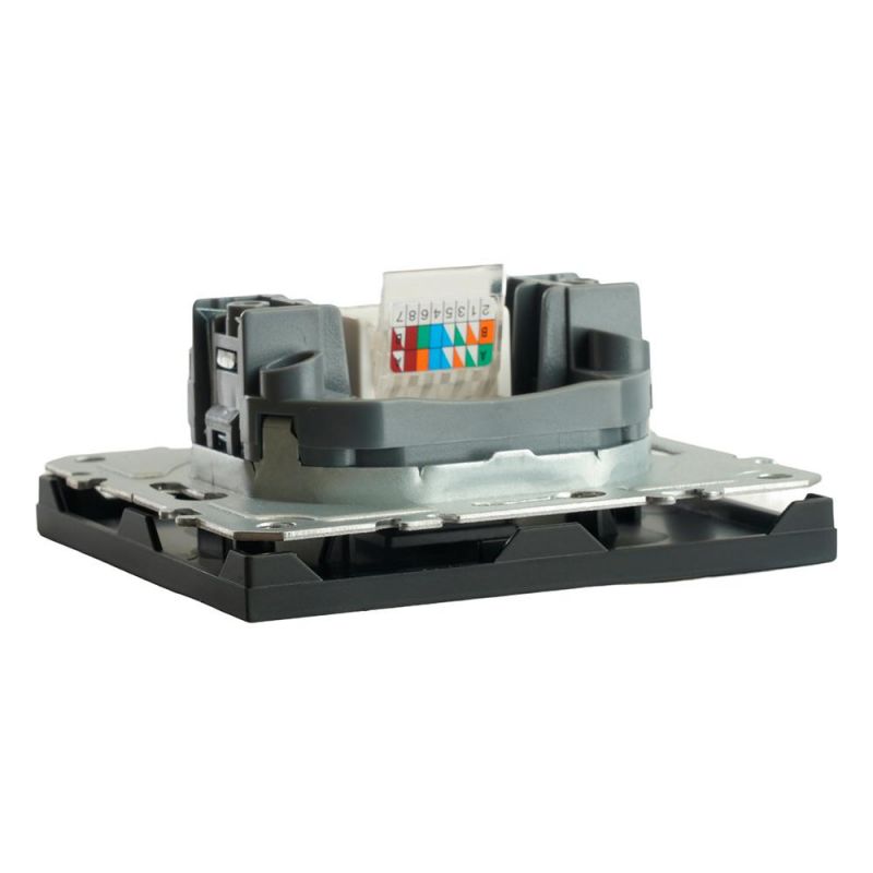 Розетка компьютерная Stekker Эмили одноместная RJ-45 (механизм) RST00-5117-05, черный уголь, soft touch  49847 фото 4