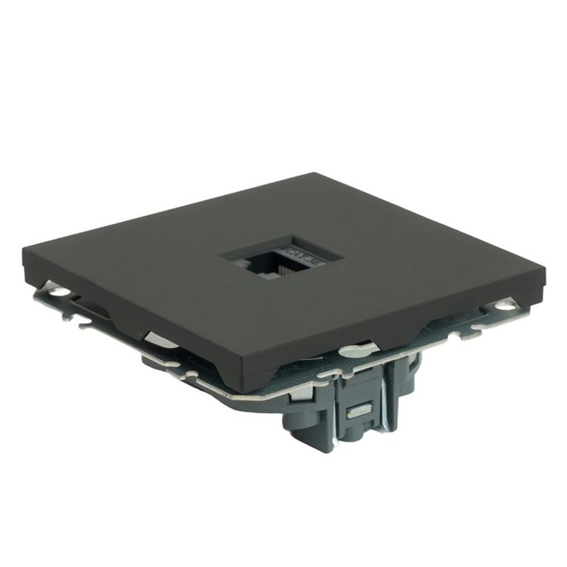 Розетка компьютерная Stekker Эмили одноместная RJ-45 (механизм) RST00-5117-05, черный уголь, soft touch  49847 фото 5