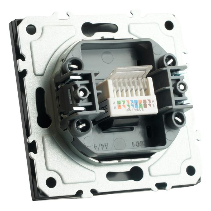 Розетка компьютерная Stekker Эмили одноместная RJ-45 (механизм) RST00-5117-05, черный уголь, soft touch  49847 фото 7