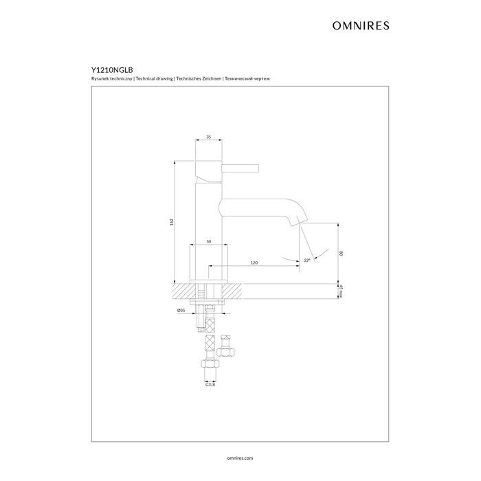 Смеситель для умывальника OMNIRES Y Y1210NGLB (брашированное золото)