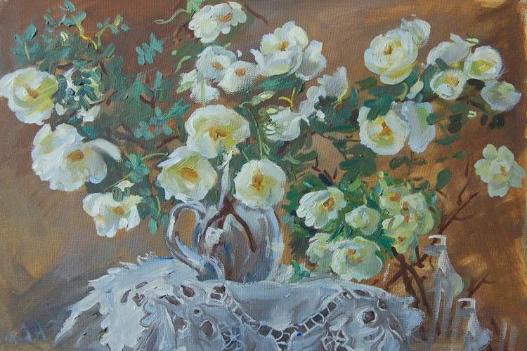 Картина "Букет белых роз" Гаянэ Добровольская