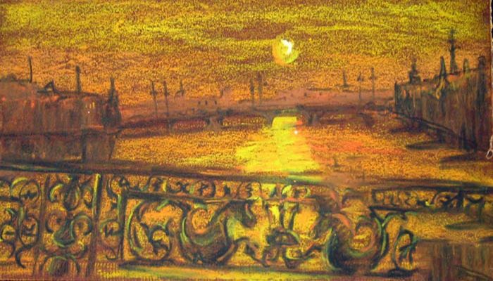 Картина "Золотой закат" 20x40 Быстрова Анастасия