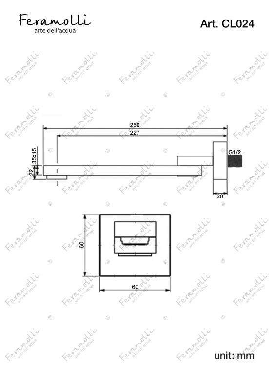 Настенный поворотный излив Feramolli Cubo CL024, хром