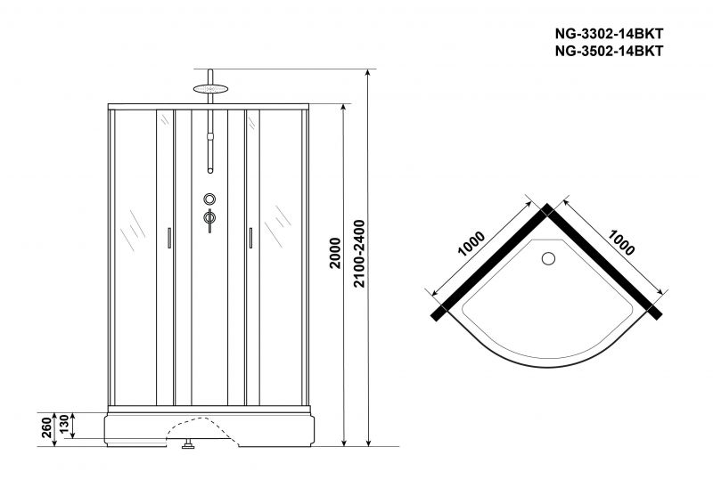 Душевая кабина Niagara Classic NG-3502-14BKT 100х100