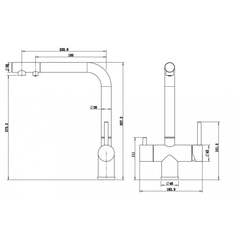 Смеситель для кухни Milacio Ultra 559 MCU.559.SS, нержавеющая сталь