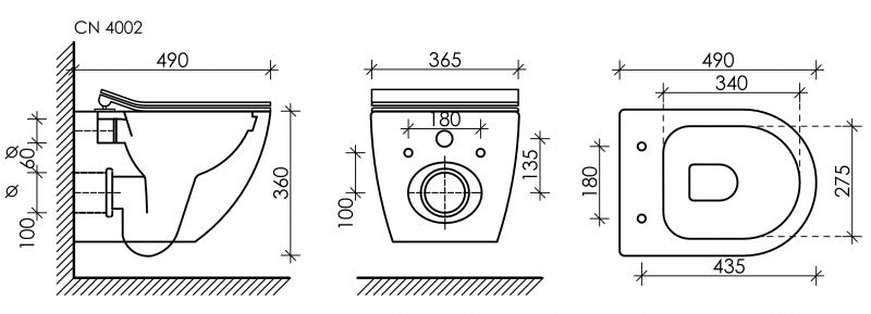 Подвесной унитаз Ceramica Nova Metropol CN4002_1001CH_1000 с инсталляцией и кнопкой смыва Round хром