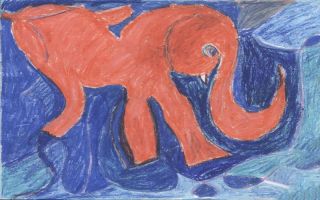 Картина "Плывущий слоник" Лика Волчек