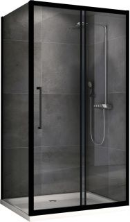 Душевой уголок ABBER Schwarzer Diamant AG30160BH-S80B 160х80, профиль черный, стекло прозрачное