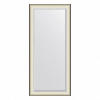 Зеркало настенное с фацетом Evoform Exclusive в багетной раме белая кожа с хромом, 74х164 см, BY 7457