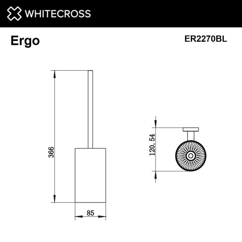 Ершик подвесной WHITECROSS Ergo ER2270BL, черный матовый фото 2