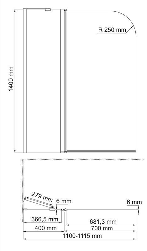 Стеклянная шторка WasserKRAFT Leine 35P02-110W фото 3
