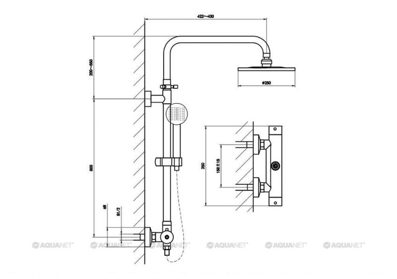 Душевая стойка Aquanet Steel AF210-7TS 00228451 сатин