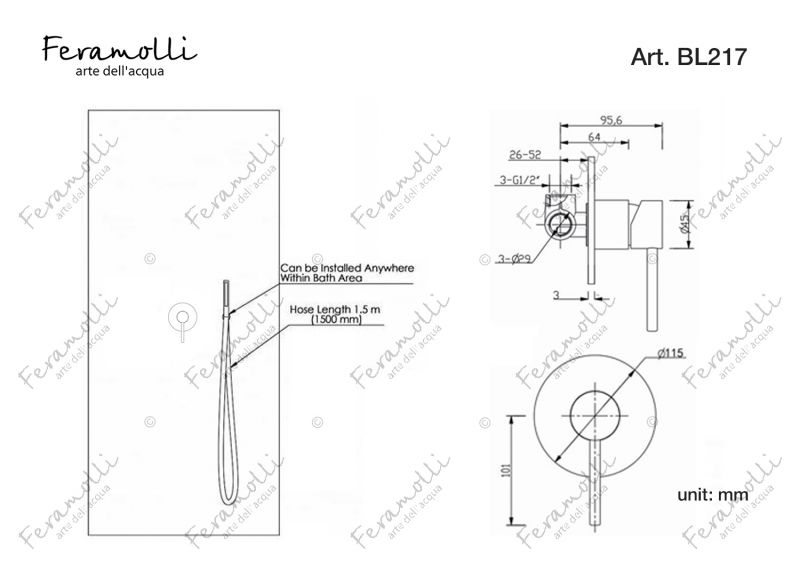 Комплект для душа Feramolli Ele BL217, черный