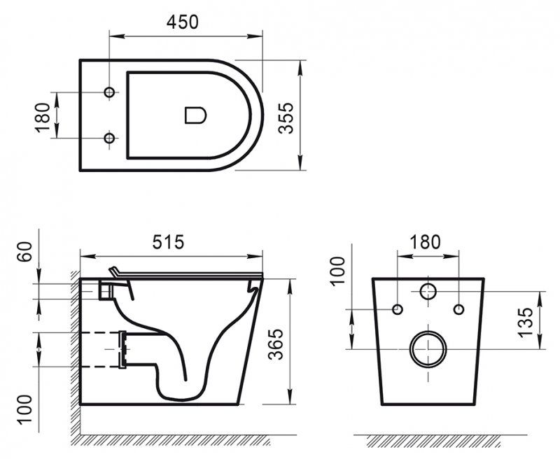 Унитаз подвесной безободковый BelBagno FLAY-R BB053CHR