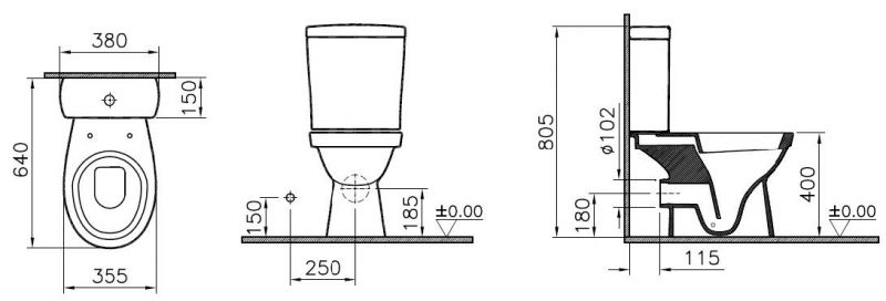 Унитаз-компакт Vitra Eisberg 9844B099-7202