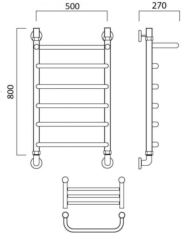 Водяной полотенцесушитель Aquanerzh Скоба с полкой 004-0A8050, 80x50