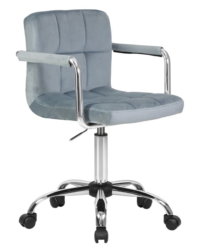 Офисное кресло Dobrin 9400-LM TERRY, цвет сиденья пудрово-голубой велюр (MJ9-74), цвет основания хромированная сталь