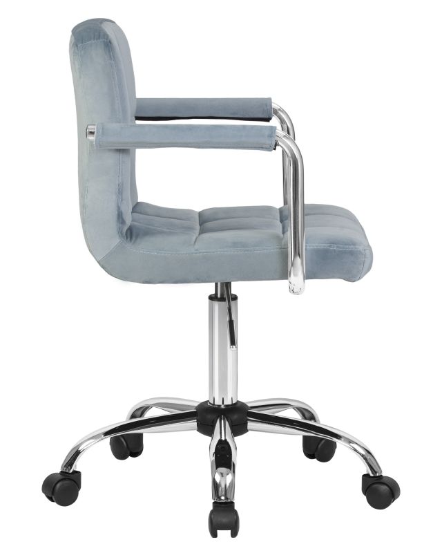Офисное кресло Dobrin 9400-LM TERRY, цвет сиденья пудрово-голубой велюр (MJ9-74), цвет основания хромированная сталь