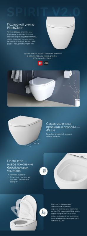 Подвесной унитаз AM.PM Spirit V2.0 C701700SC с микролифтом