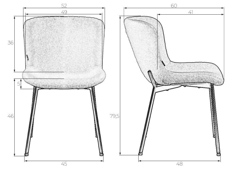 Стул обеденный DOBRIN MILO, черные ножки, белый букле (UF992-01) 7404-LML MILO фото 9