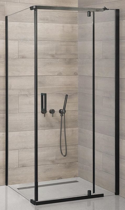 Душевой уголок Royal Bath  RBHPVD-T-BL, 80х70 см, профиль черный, стекло прозрачное фото 1
