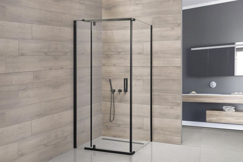 Душевой уголок Royal Bath  RBHPVD-T-BL, 80х70 см, профиль черный, стекло прозрачное фото 2