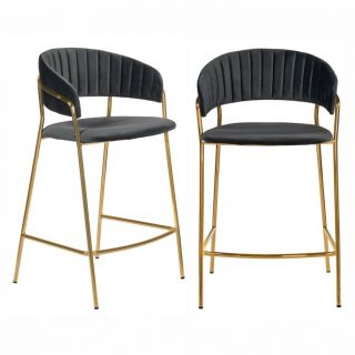Комплект из 2-х стульев полубарных BRADEX Home Turin чёрный с золотыми ножками BD-3072974