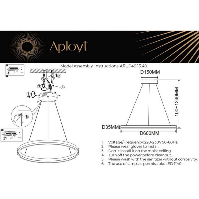 Люстра подвесная Aployt Armel LED 4000К(белый) 40W APL.049.13.40 фото 8