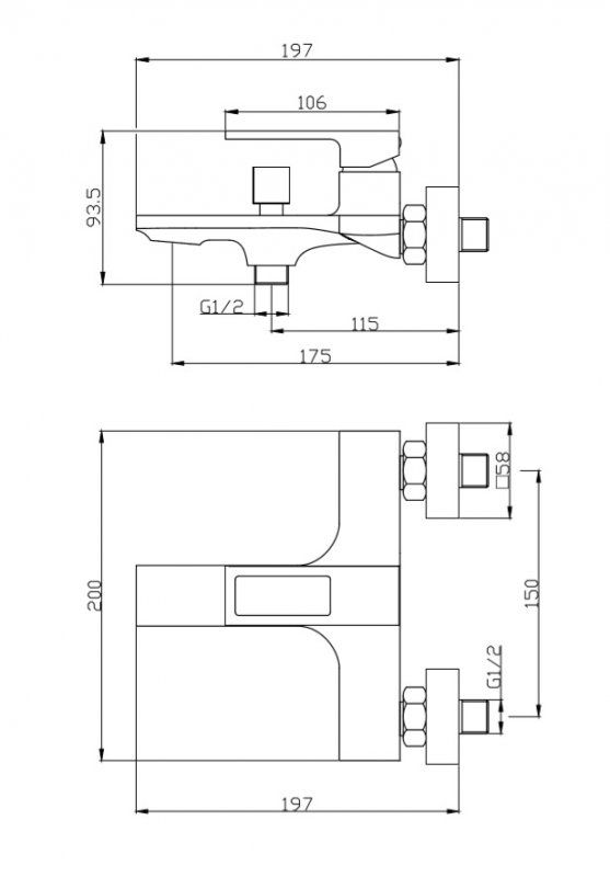 Смеситель для ванны и душа BELBAGNO LUCE LUC-VAS-CRM фото 2