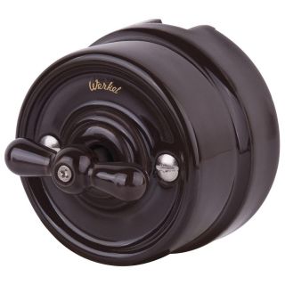 Переключатель/выключатель одноклавишный (коричневый) Ретро Werkel W5612014