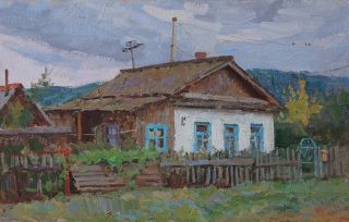 Картина "Дом с синими окнами" Игорь Панов
