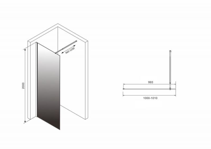 Душевая перегородка Abber Immer Offen AG69101BD 100 см