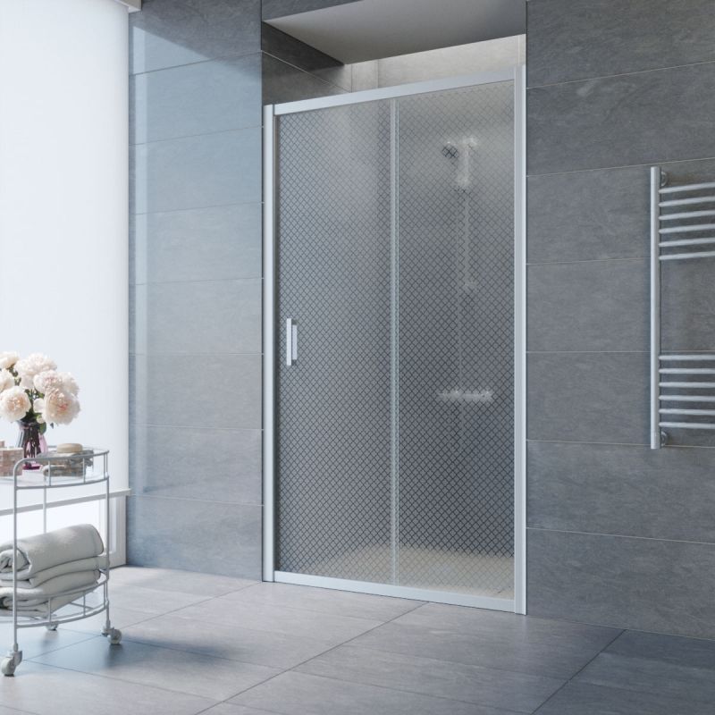 Душевая дверь Vegas Glass ZP 120 07 R04, профиль хром, стекло с узором фото 1