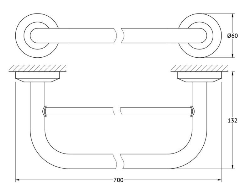 Штанга для полотенца двойная 70 cm FBS Standard STA 038