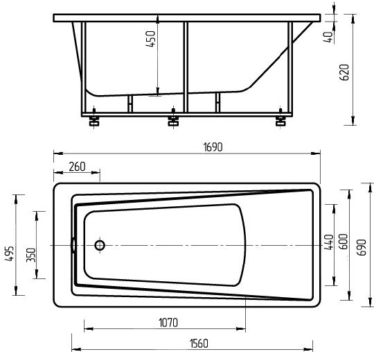 Акриловая ванна Aquatek Либра LIB170-0000021 169x69 L фото 5