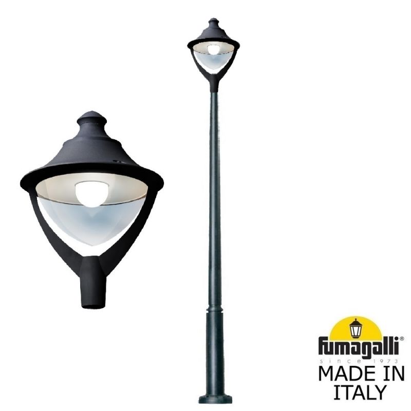 Парковый фонарь  Fumagalli BEPPE черный, прозрачный P50.362.000.AXH27
