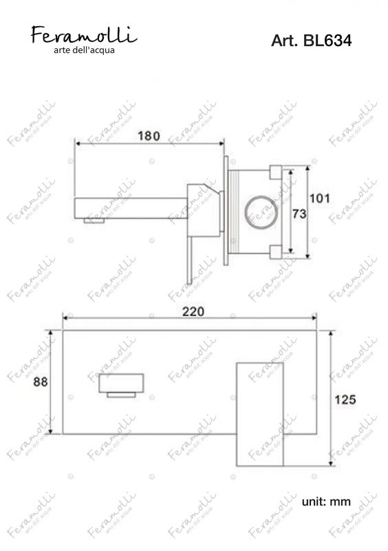 Смеситель для раковины встраиваемый Feramolli Cubo BL634, черный