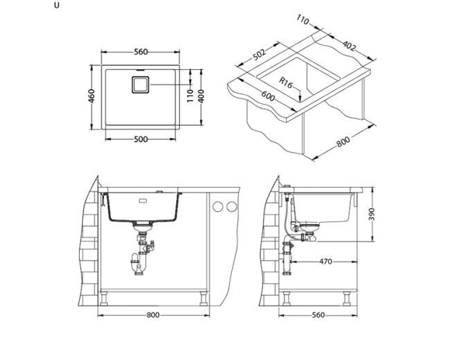 Кухонная мойка Alveus QUADRIX 1108036 фото 3