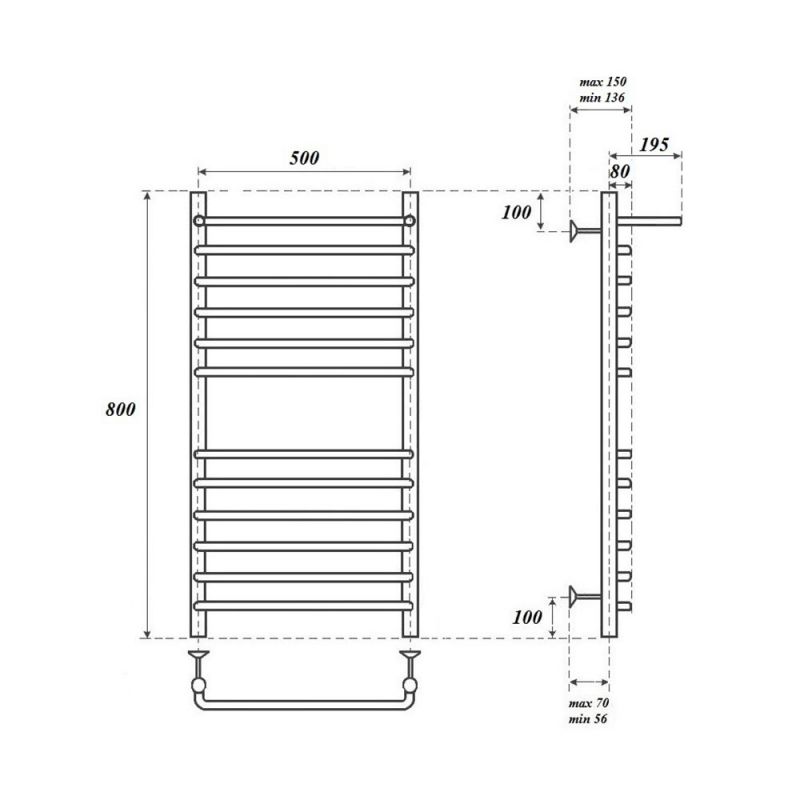 Полотенцесушитель электрический Point Серия 09 PN09158SPE фото 2