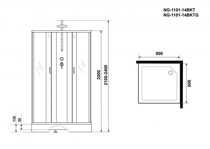 Душевая кабина Niagara Classic NG-1101-14BKTG 90х90 фото 8