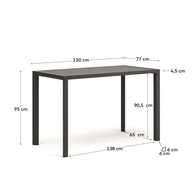 Алюминиевый барный стол с порошковым покрытием серого цвета 150 x 77 см Culip  La Forma (ex Julia Grup) BD-2607754